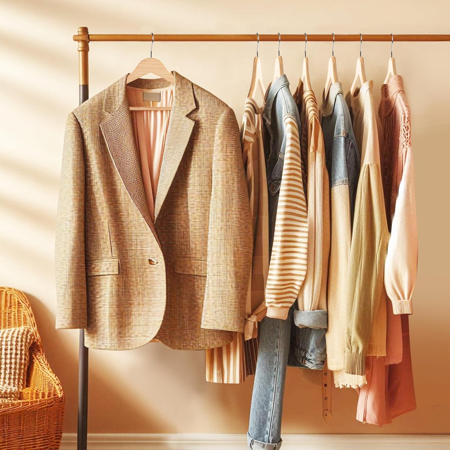 Quality Hangers Premium Slim Wooden Hangers 30 Pack - Thin Space Saving Hangers with 360 Degree Swivel Hook & Shoulder Groves Types of Clothing – Natural (30, Natural) - Image 7