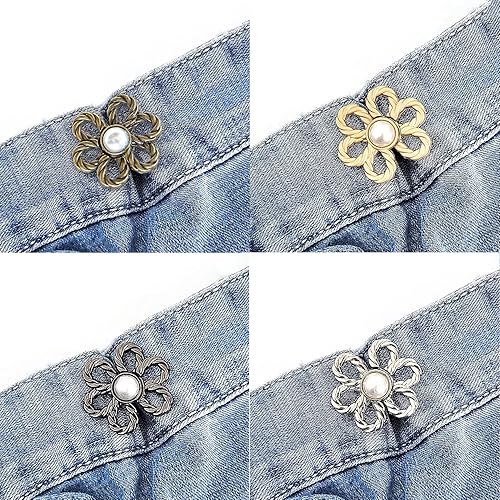 Miniatura 10 de 22 piezas de tensores de cintura para pantalones, 14 juegos de 10 estilos de botones de jean extraíbles, botones instantáneos de jeans para jeans