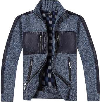 Gioberti Kids and Boys Full Zip Cardigan Patch Design Sweater with Brushed Flannel Lining