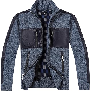 Kids and Boys Full Zip Cardigan Patch Design Sweater with Brushed Flannel Lining