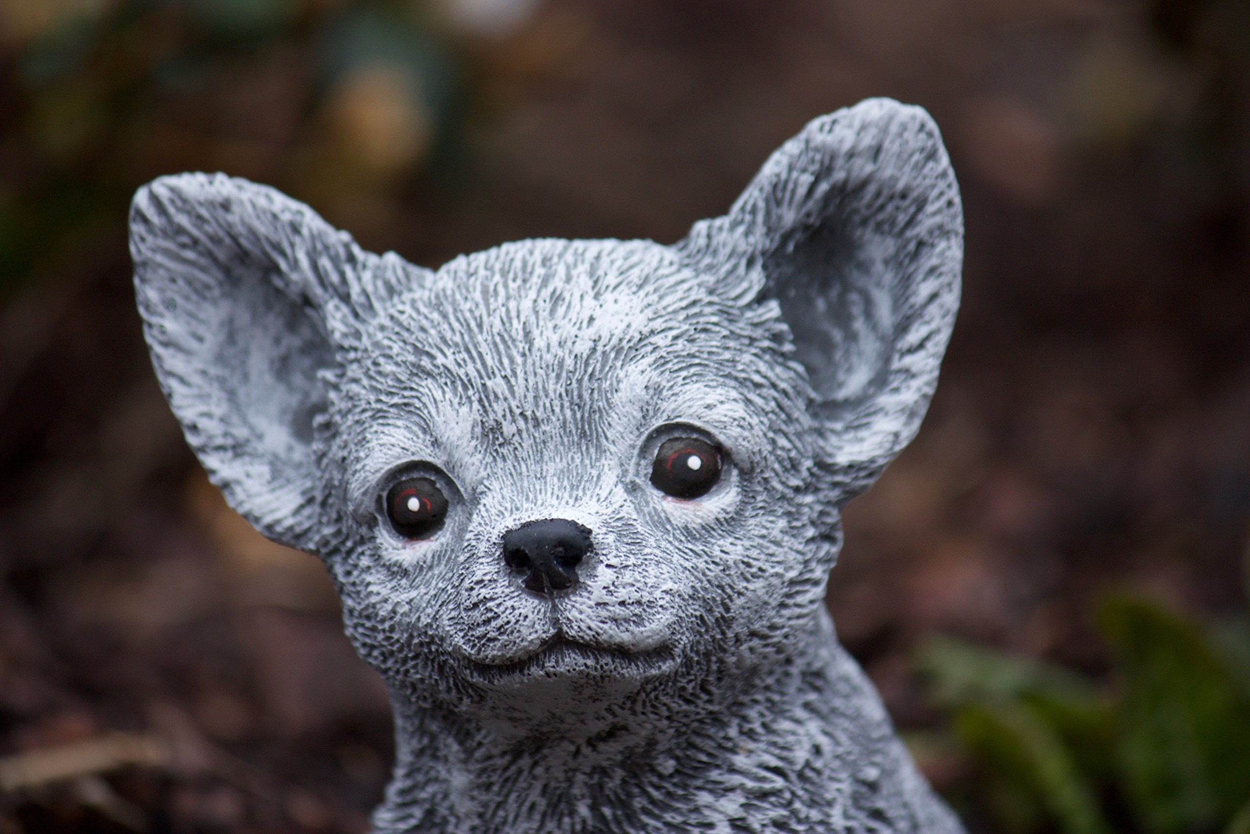 Scultura in resina a forma di chihuahua, da esterni, seduto a forma di