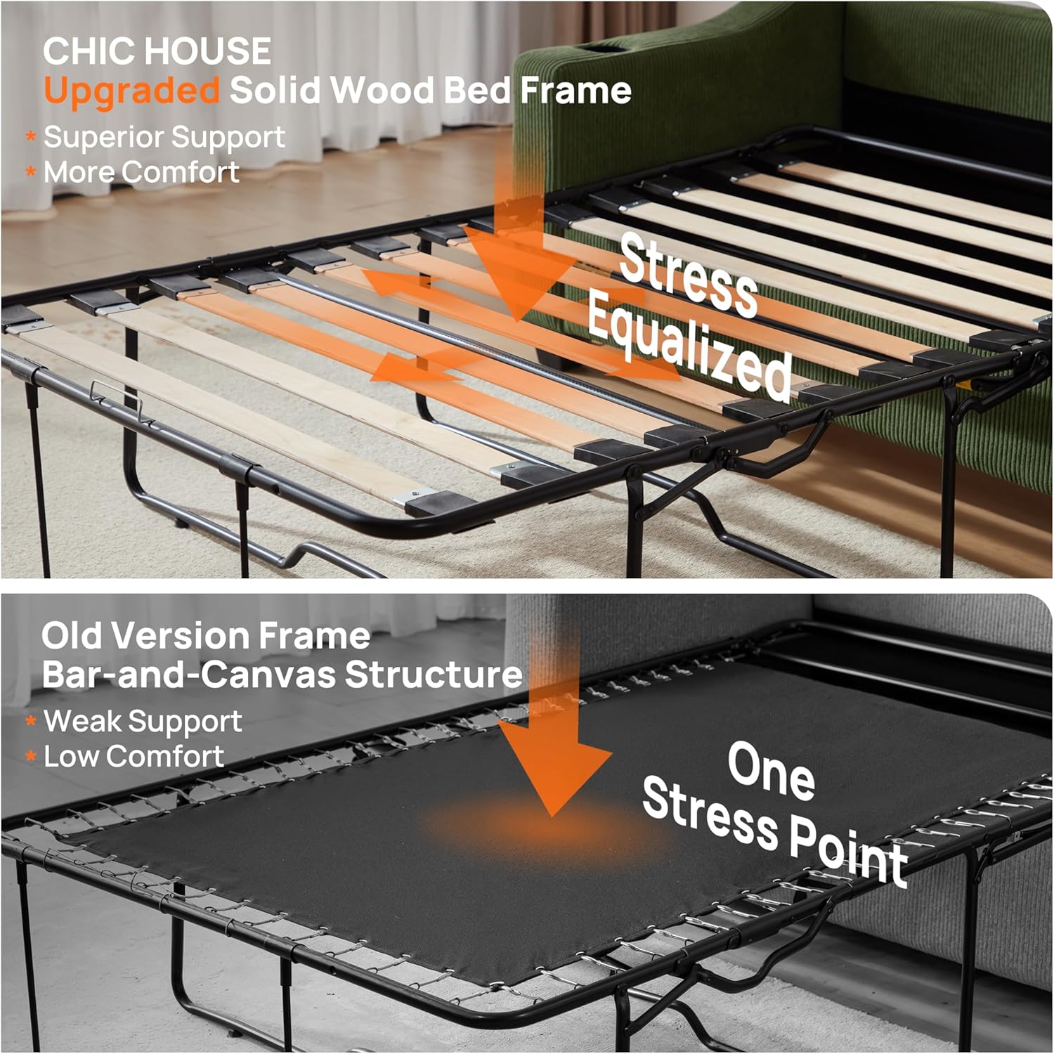 Full Size Pull Out Sleeper Sofa Bed, 2-in-1 Convertible Corduroy Pull Out Couch Bed with USB Charging, Memory Form Loveseat Sleeper for Living Room, Apartment, Small Space, Corduroy Beige, Full Size