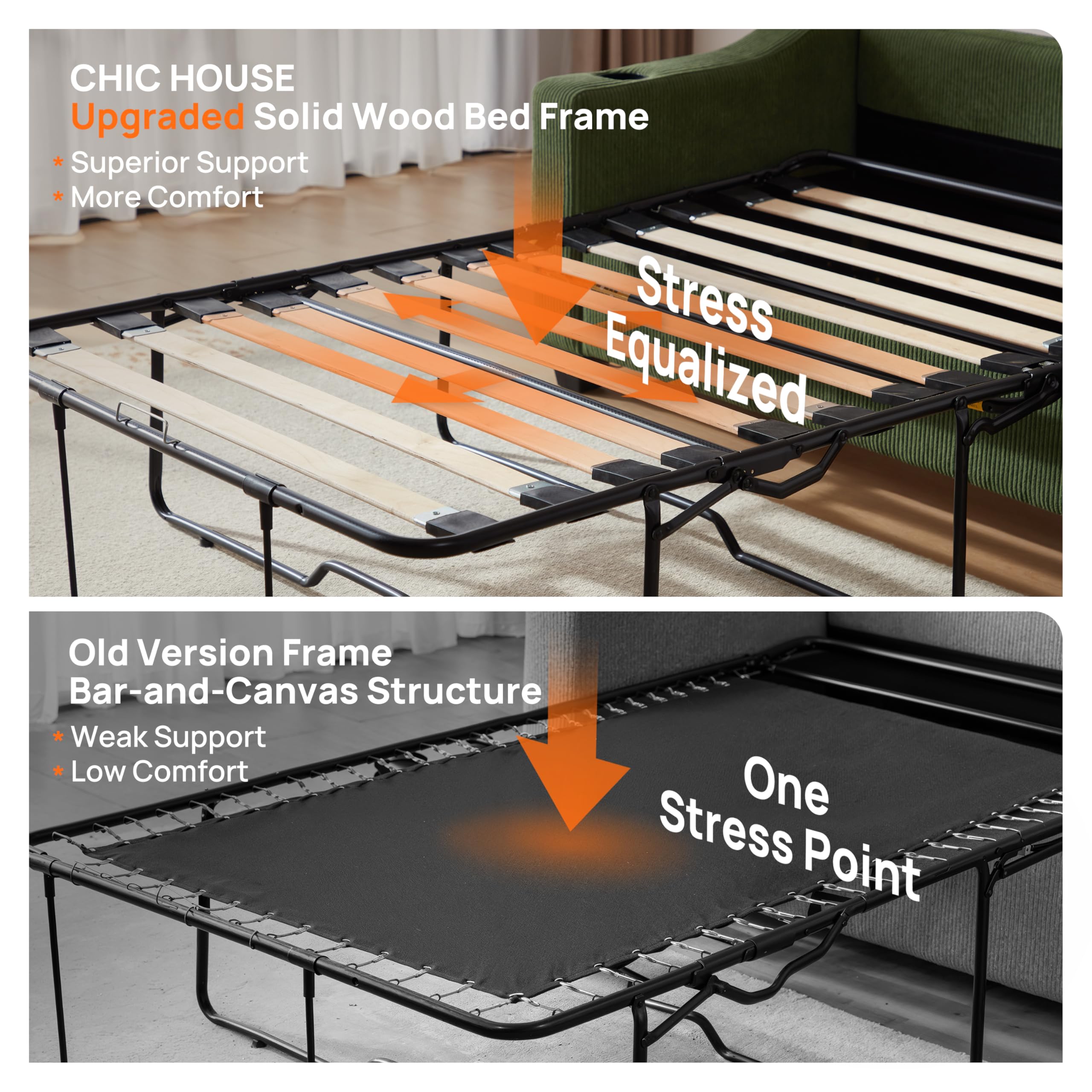 Best Full Sleeper Sofa Picks for 2026 1 CHIC HOUSE Full Size Pull Out Sleeper Sofa Bed, Pullout Loveseat Couch Bed, Beig — product photo