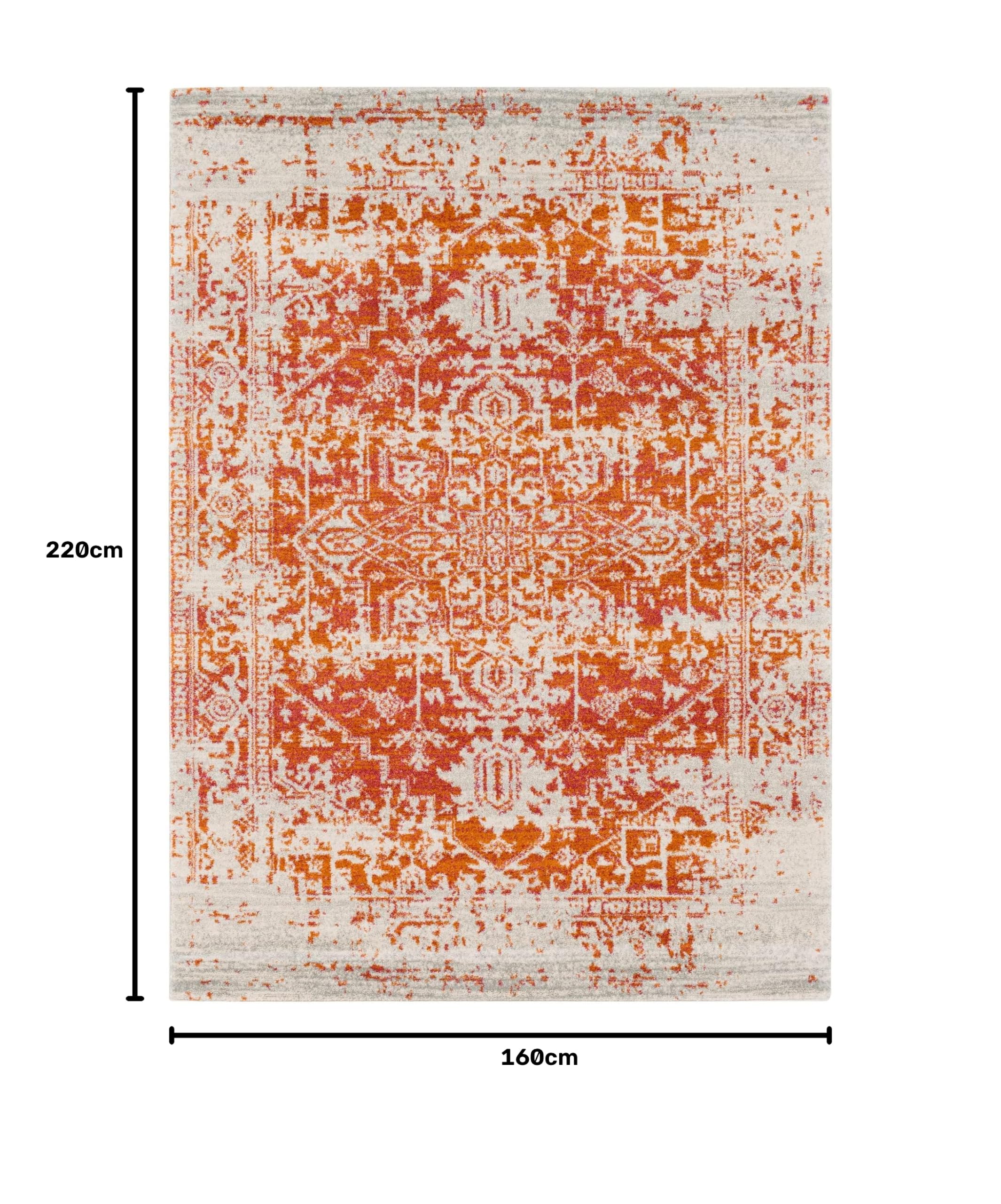 Livabliss Syracusa Vintage groß - Wohnzimmer 160x220 cm, Esszimmer, Schlafzimmer, Orientalischer e Boho Style - Carpet Living Room, Bunter Muster, Orange, Beige und Rosa