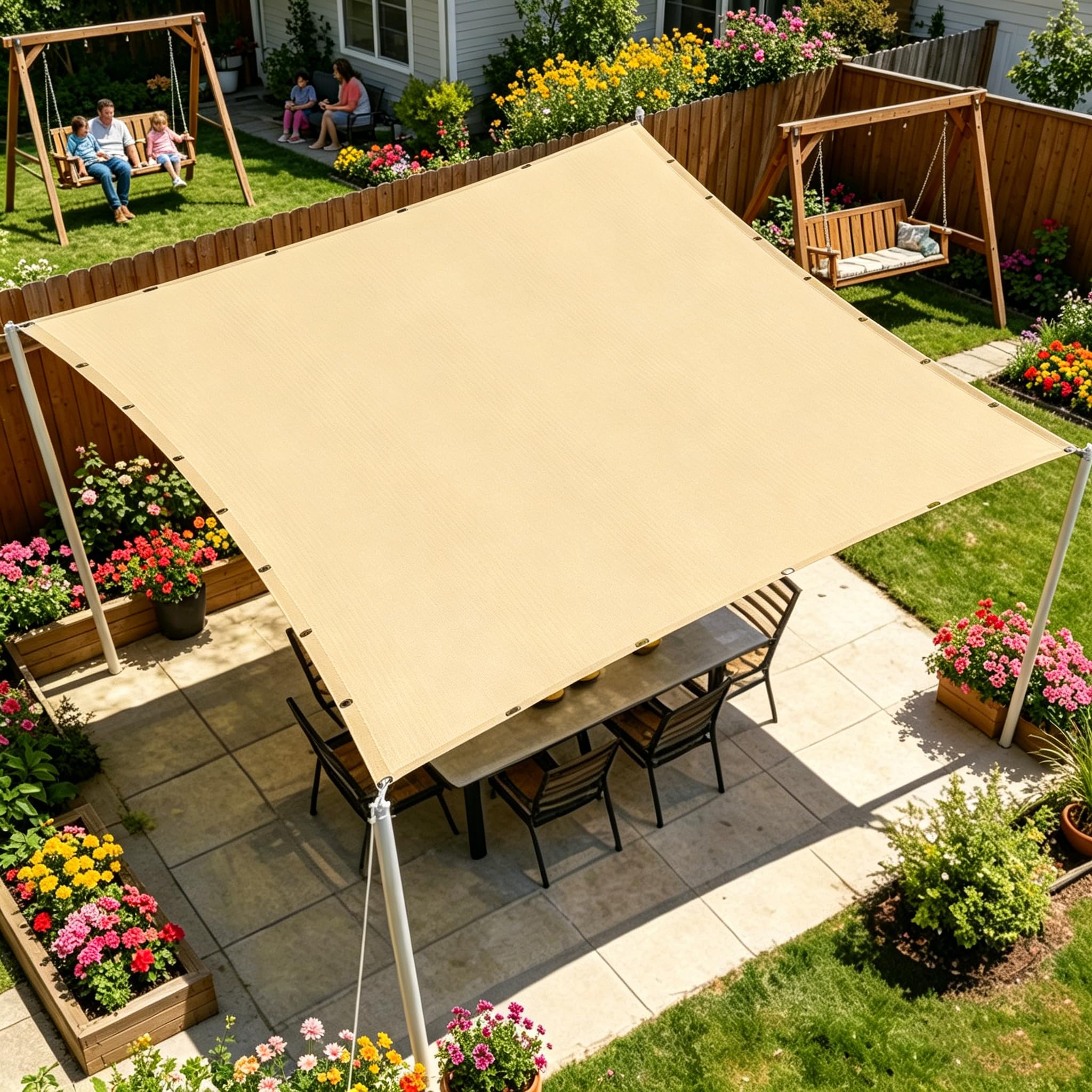 Voile d'ombrage rectangulaire 1x2.5m jaune sable en PES imperméable