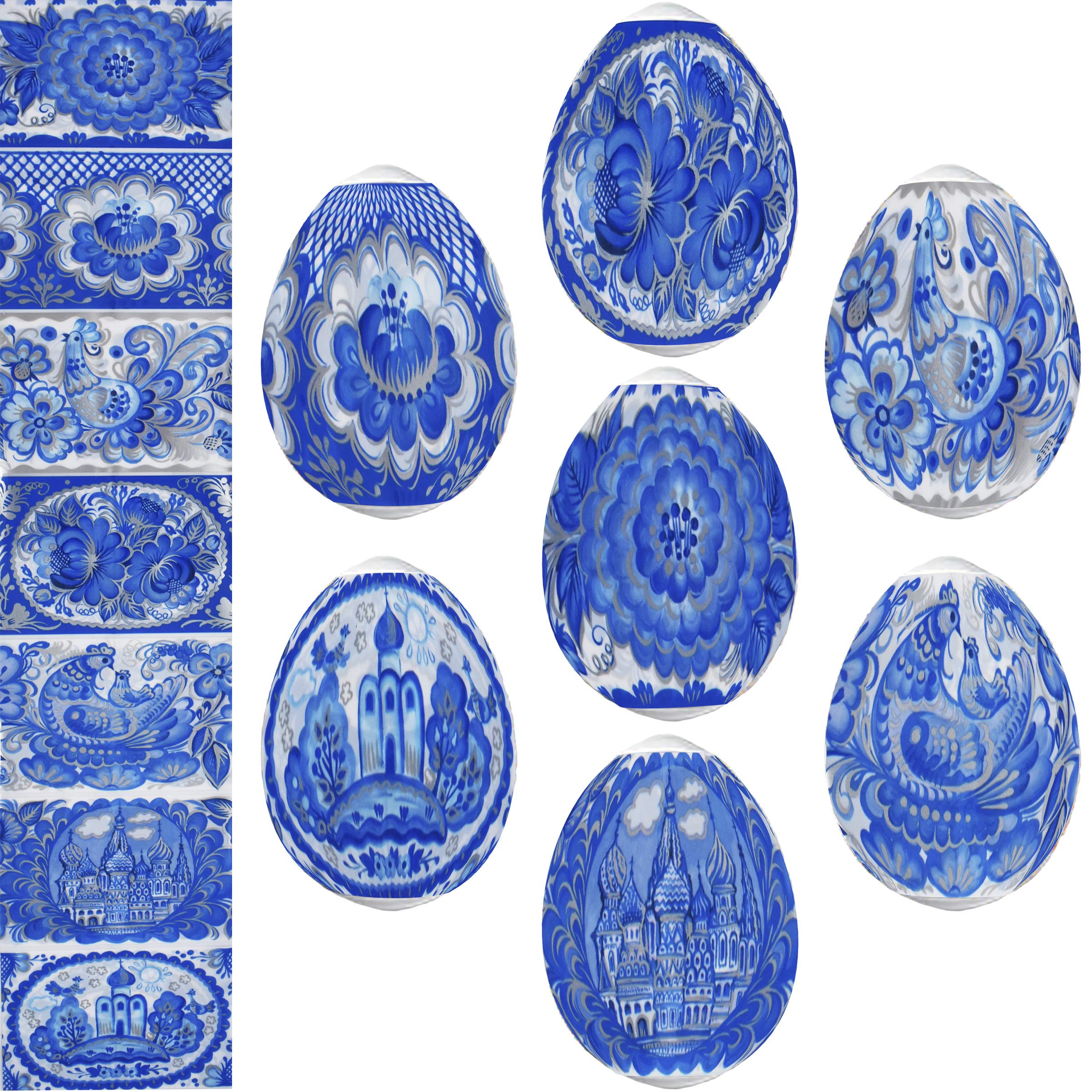 DiximusThermo Heat Shrink Sleeve Decoration Easter Egg Wraps Pysanka Pysanky (Gzhel)