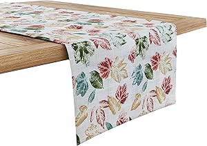 Ruvanti Tischläufer aus 100 Baumwolle, rutschfest, schmutzabweisend