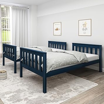 Blisswood Double Bunk Bed, 3ft Single Bed Frame with Ladder, Extra Strong & Durable, Wooden Kids bunk beds Twin Sleeper for Kids, Children, Adults, Double Bed Frame With Under Bed Storage (Blue)