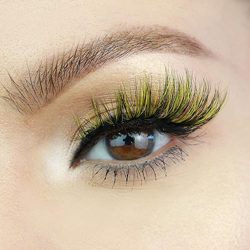 Miniatura 3 de MoxieLash - Pestañas Cochelly - Pestañas magnéticas coloridas de primera calidad - Mezcla negra y amarilla - Banda de pestañas con 5 imanes -