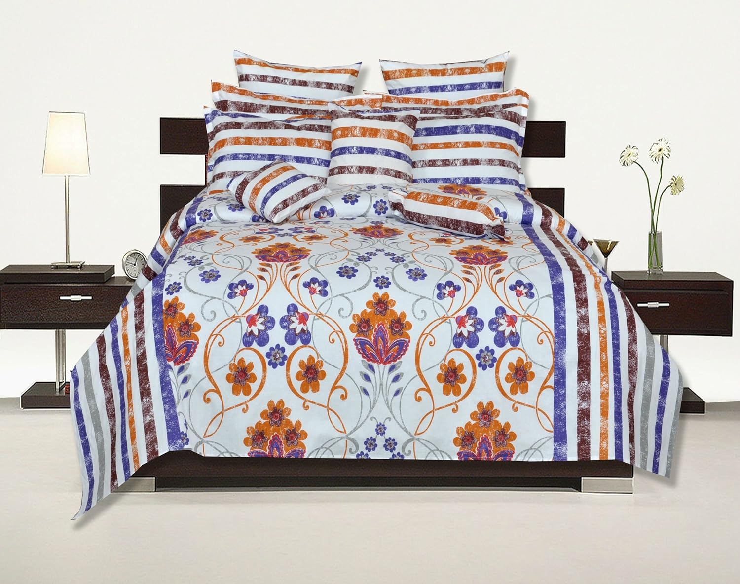 Salona Bichona 100 Cotton King Size Bedsheet with Two