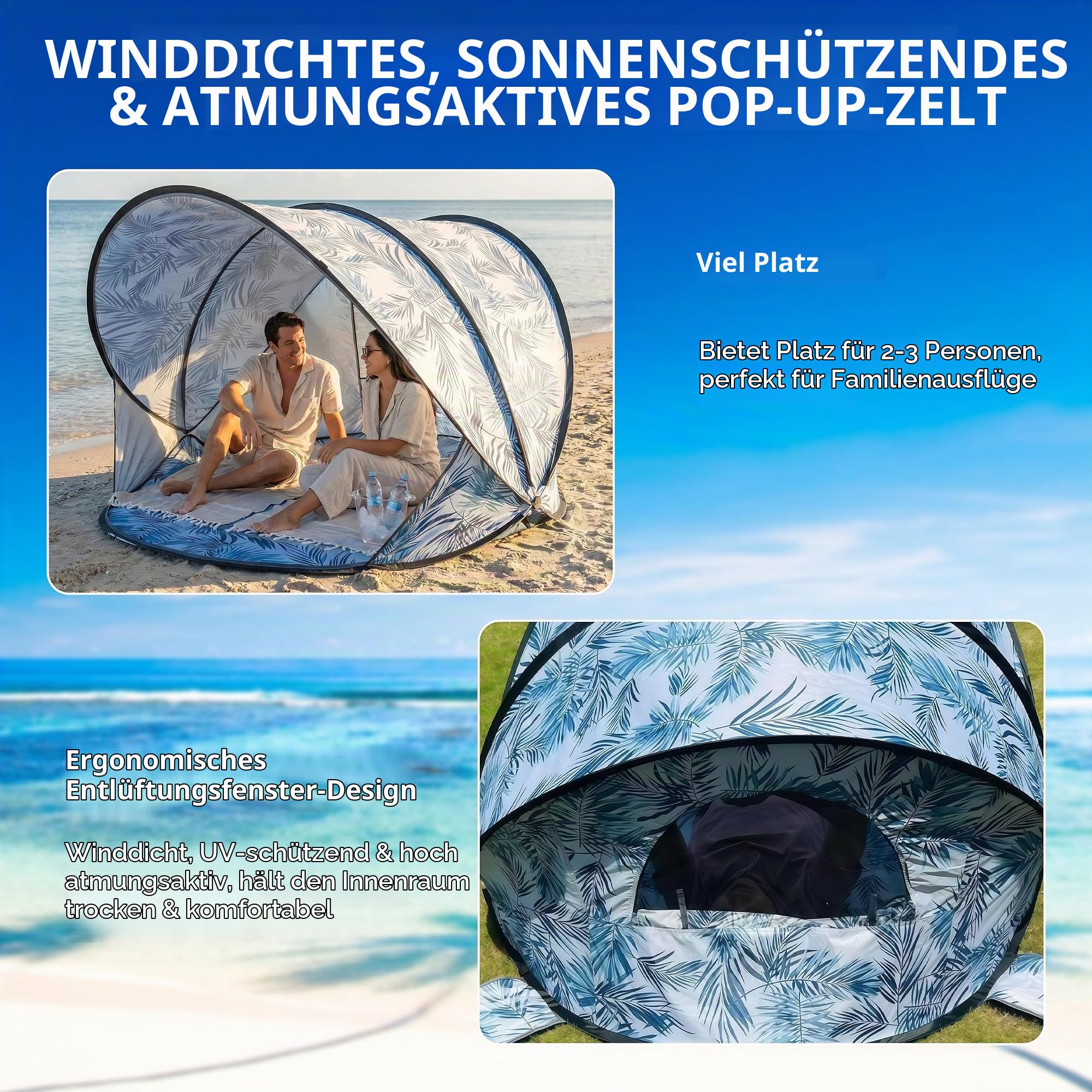Strandmuschel Pop Up Strandzelt Automatisches Tragbarer Wurfzelt