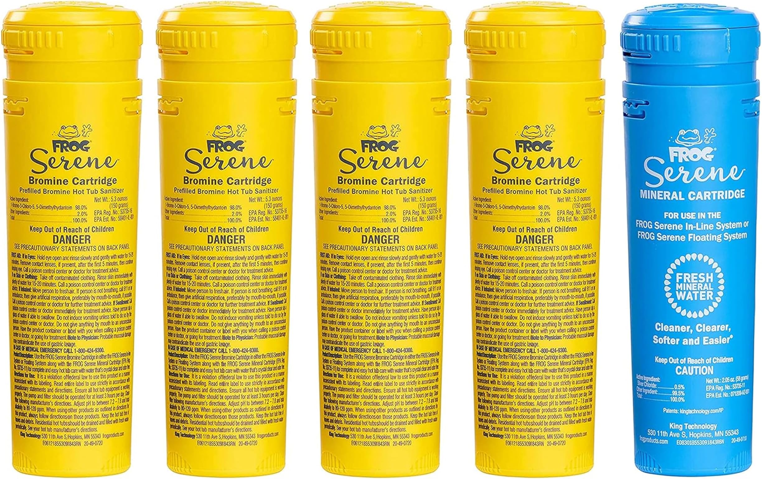 FROG Serene Replacement Mineral and Bromine Cartridge Kit for use with Hot Tub FROG Serene Floating Sanitizing System - Prefilled for Quick & Easy Hot Tub Maintenance - 4 Month Bundle