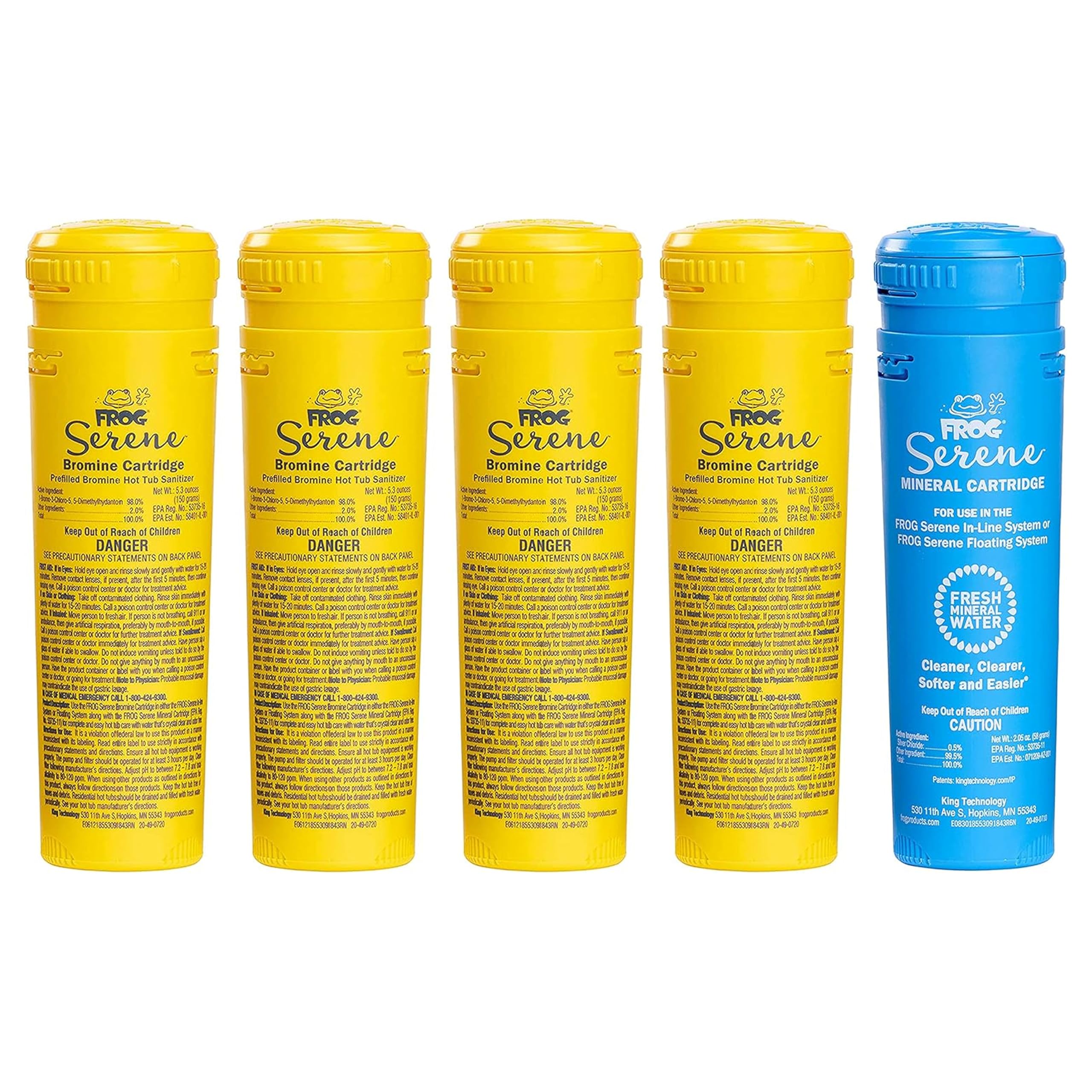 FROG Serene - Kit de cartucho de repuesto mineral y bromo para uso con el sistema de desinfección flotante FROG Serene, precargado para un mantenimiento rápido y fácil de la bañera de hidromasaje