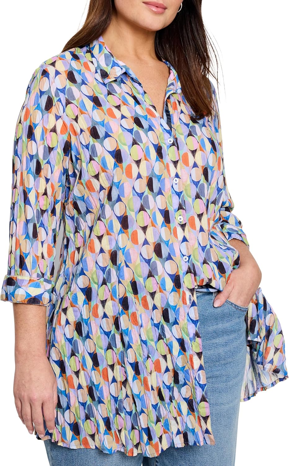 NIC+ZOE Women's Social Circles Long Crinkle Shirt - Image 2