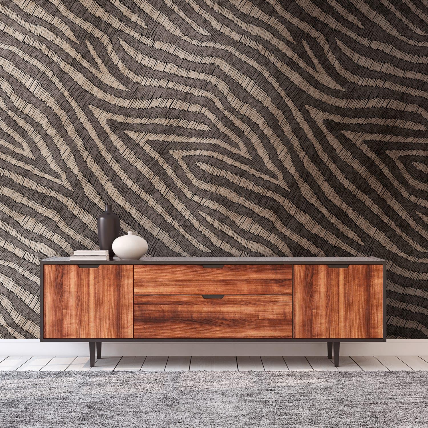 Papier peint motif zébre 392361-GU intissé tapisserie murale beige brun