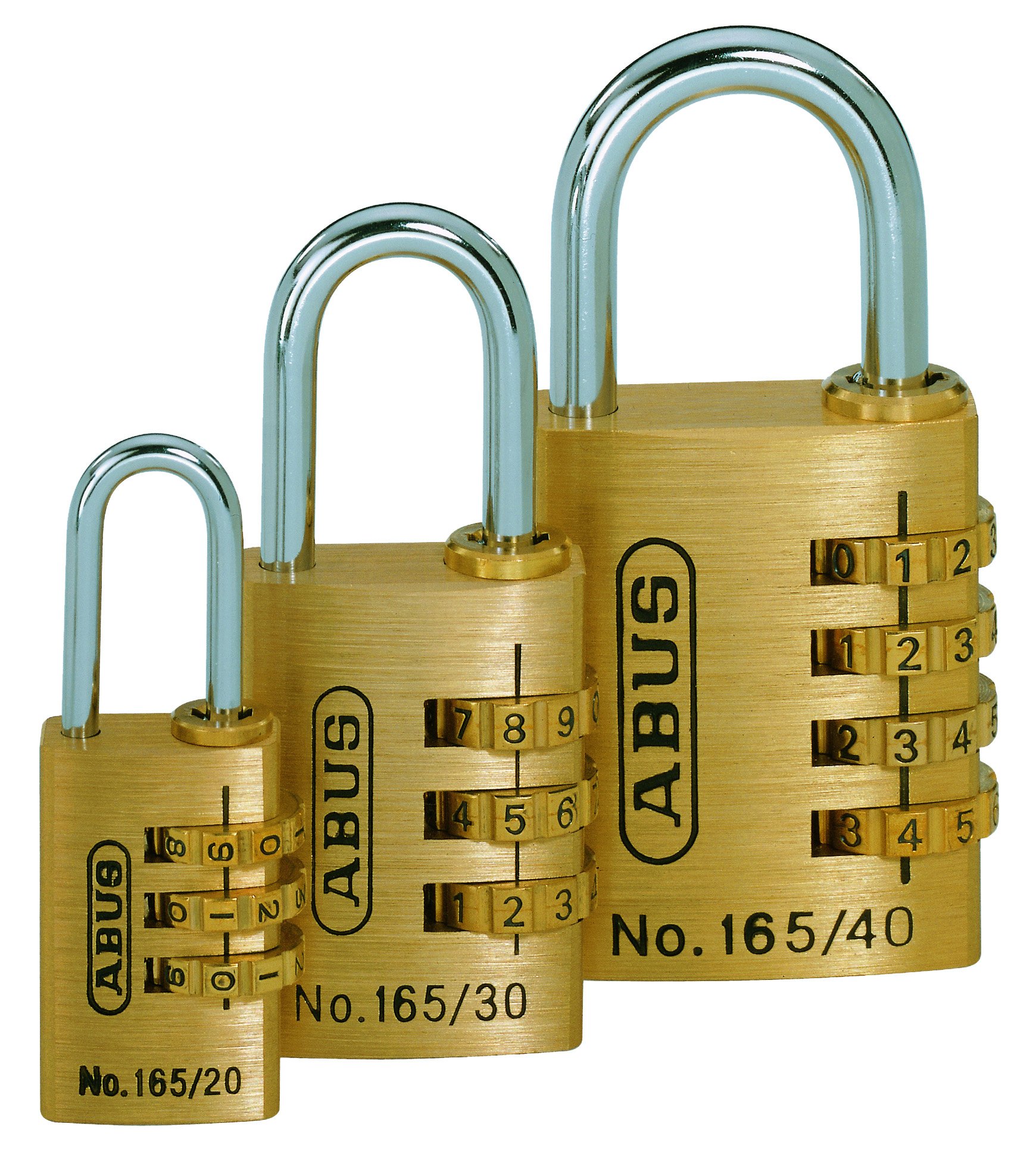 ABUS Zahlenschloss 165/30 – 2er Set, Messing, 3-stelliger Code, Für Koffer, Spind, Sicherheitslevel 3