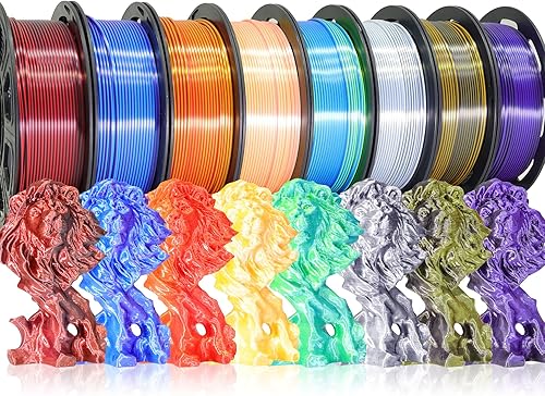 Miniatura 18 de Paquete de filamento de impresora 3D de 1,75 mm de Bblife, 8 carretes de colores populares: negro, blanco, rojo, azul, amarillo, naranja, verde azul