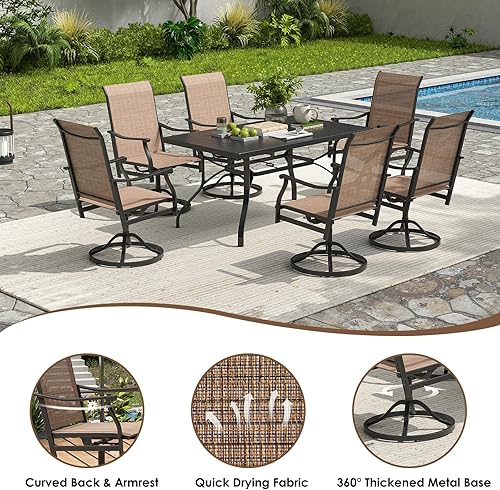 Miniatura 6 de Swivel Rocking Chair Set of 2, 360 Rotating Patio Swivel Chairs with Breathable Fabric All-Weather Heavy Duty Metal Swivel Deck Chair Set for Patio