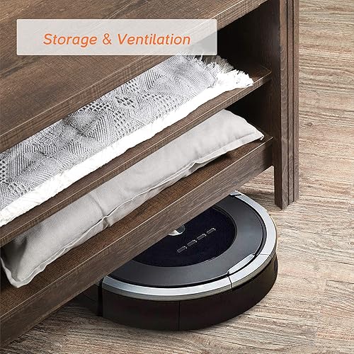 Miniatura 5 de WAMPAT Soporte de TV para TV de 75 pulgadas, centro de entretenimiento espresso para consola de TV de 70 pulgadas con 6 almacenamiento para sala de