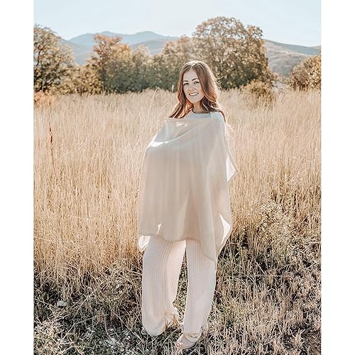 Miniatura 34 de Konssy 2-Pack Bufanda de muselina para lactancia para mamás con aro rígido, 100% algodón, cubierta de lactancia ligera y transpirable, ajustable