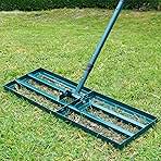 Lawn Leveling Rake,Stainless Steel Lawn Leveler with 30”x10” Ground Plate, 78” Adjustable Long Handle, Level Yard Tool for Grass, Golf Field, Level Soil or Dirt Ground Surfaces-Green