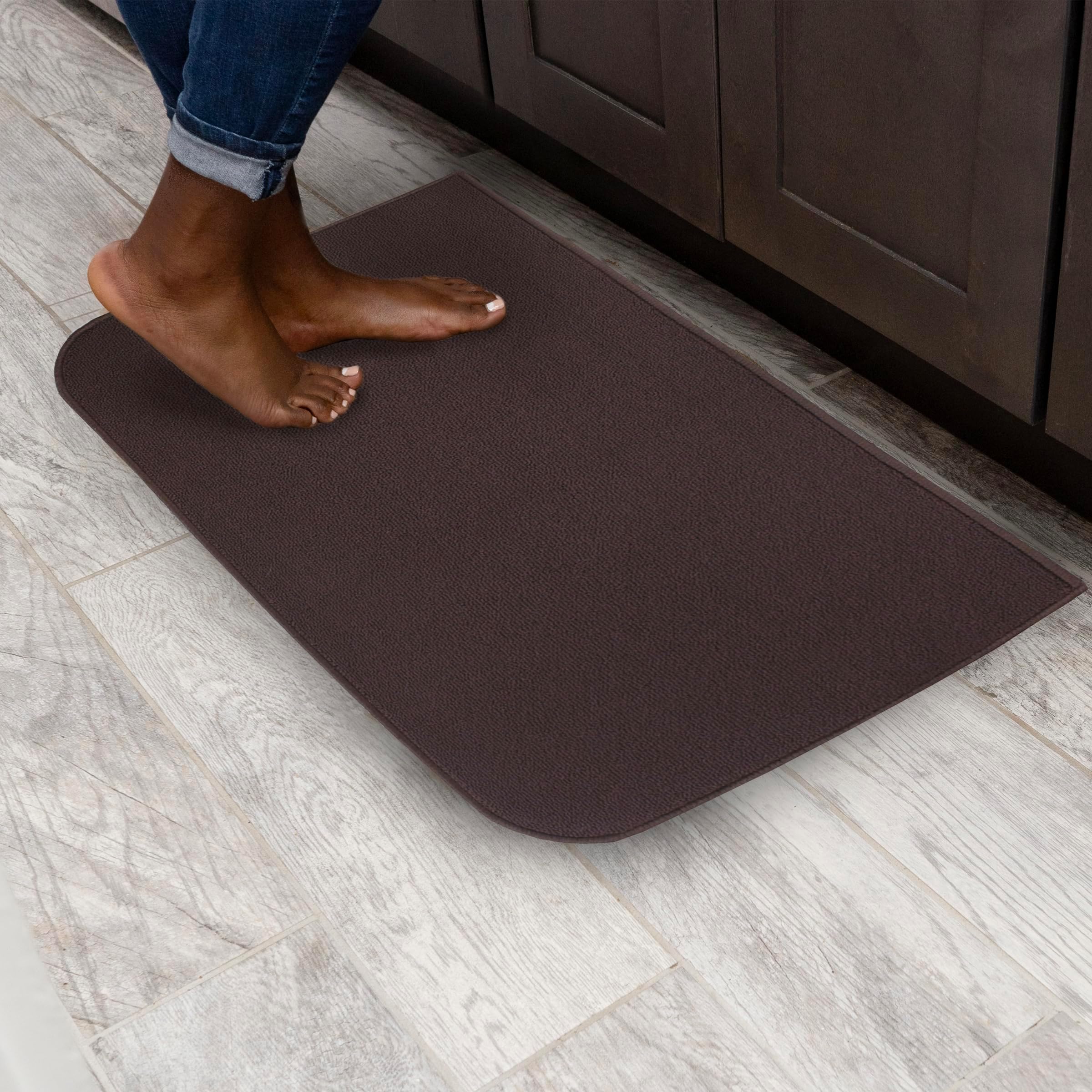 Accent Rug, Washable, Stain Resistant Kitchen Rug with Latex Backing, Door Mat for Floor, 20"x36", Brown