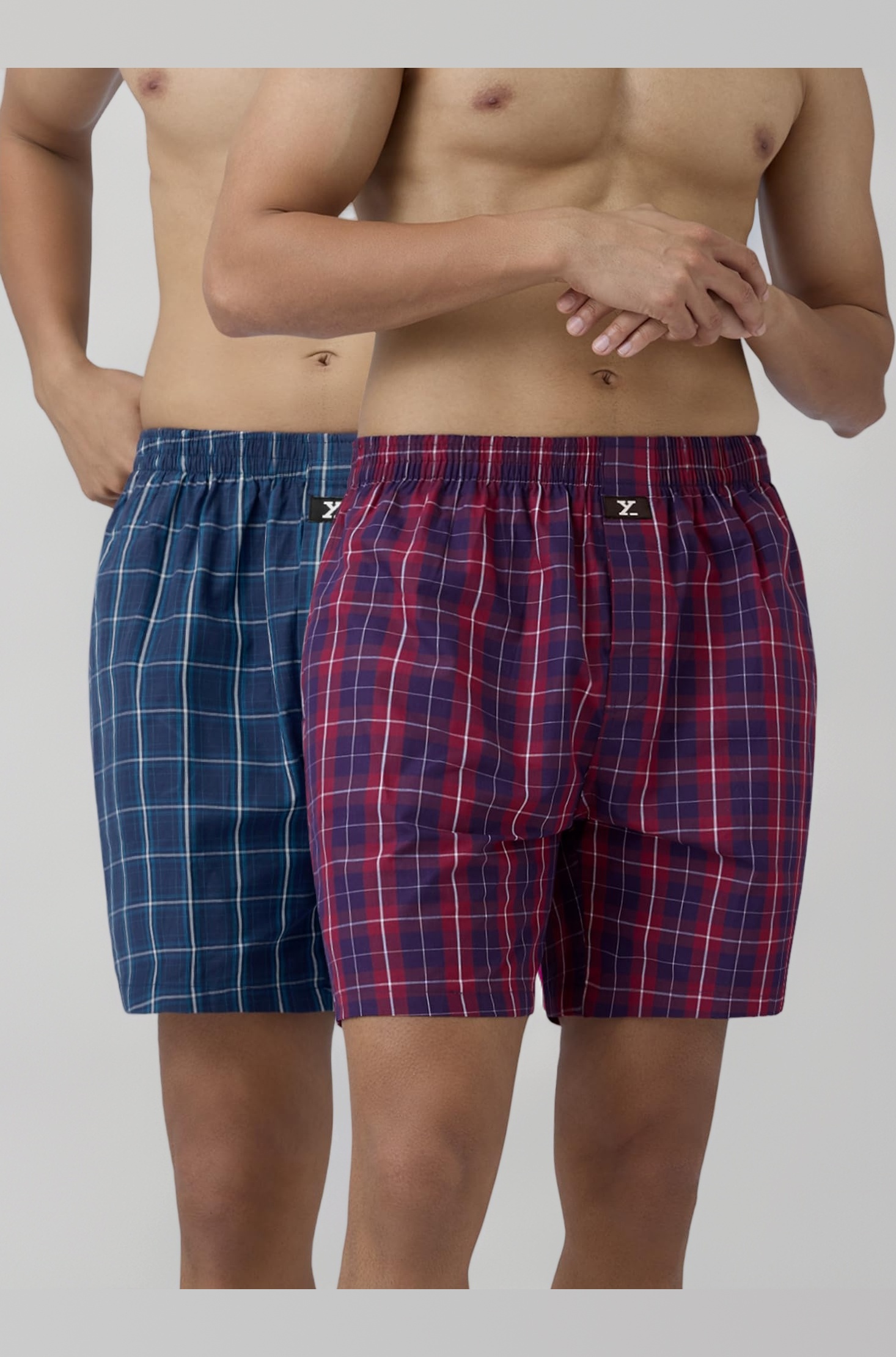 - Men's Checkmate Relaxed Fit Cotton Boxer Shorts with Dual Pocket & No Marks Waistband (Pack of 2)