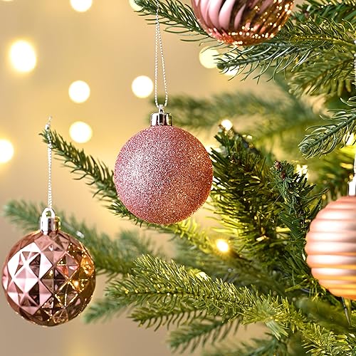 Miniatura 54 de Valery Madelyn Juego de adornos de Navidad para árbol de Navidad, 24 quilates, adornos de bolas inastillables de color azul marino, adorno colgante