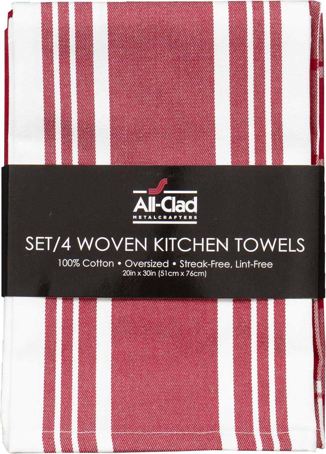 All-Clad Woven Bistro Kitchen Towels: Highly Absorbent, Super Soft Long Lasting - 100% Cotton, 20"x30" Dish Towels for Cleaning & Drying Dishes, Pans, Glassware, or Countertops, (4-Pack), Chili image 2