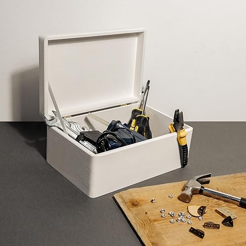 Miniatura 4 de Creative Deco Caja de almacenamiento grande de madera blanca con tapa con bisagras  11.8 x 7.87 x 5.51 pulgadas (+-0.5)  Caja de regalo para