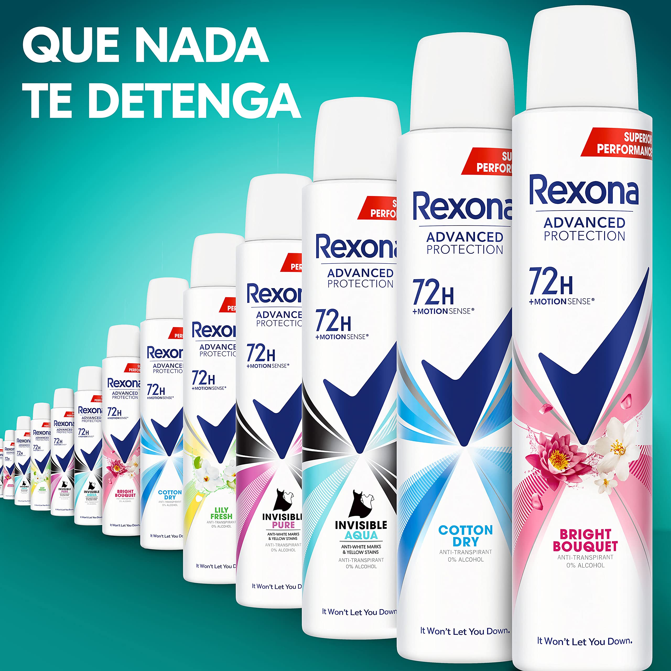 Rexona Desodorante Aerosol Protección Avanzada 72h Bright Bouquet Antitranspirante para mujer 200ml