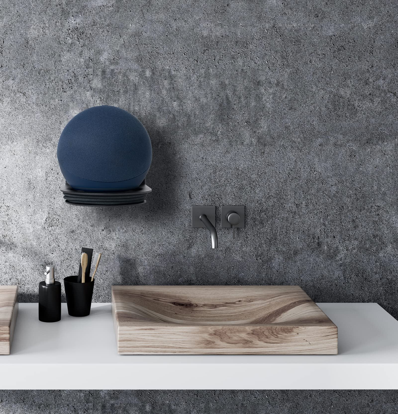 shinar Metall Universal Wandhalterung für echo Dot 4/echo Dot 5 Generation Homepod Mini Platzsparend,Halterung Zubehör für Dot 4/Dot 5 und Homepod Mini Ständer mit integriertem Kabelmanagement schwarz