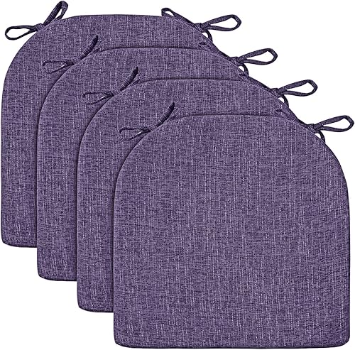 Miniatura 50 de Wellsin Chair Cushions for Dining Chairs 4 Pack - Kitchen Chair Cushions with Ties and Non-Slip Backing - Dining Chair Pads 16"X16"X2", Beige