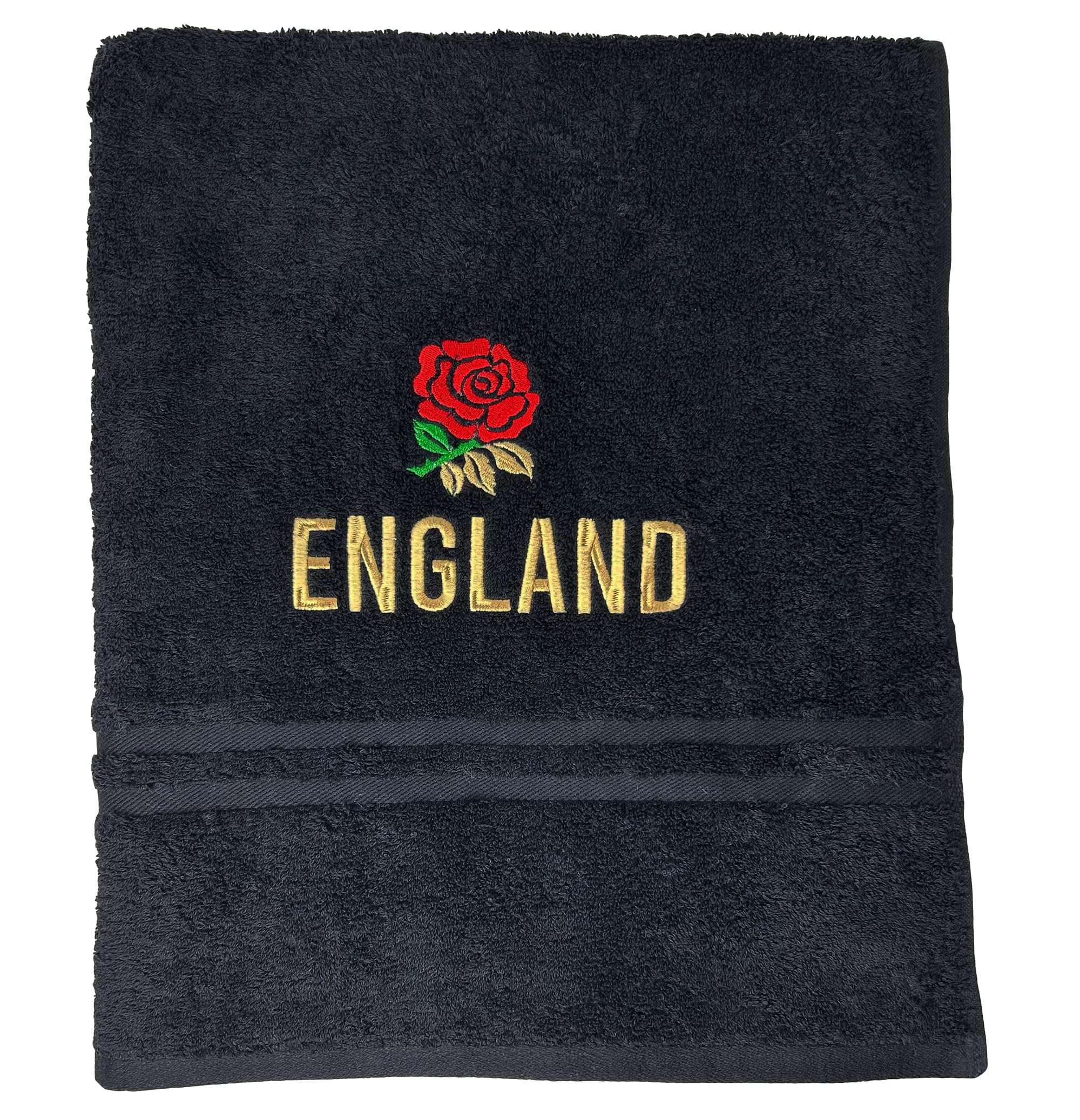 TeddyT's Rugby Gold Embroidered Black Hand Towel (England)