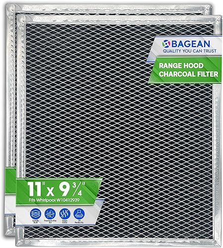 Miniatura 8 de Filtro de carbón de repuesto para filtro de campana extractora Whirlpool W10412939 de 11.02 x 9.73 pulgadas, filtro de carbón sin conductos para