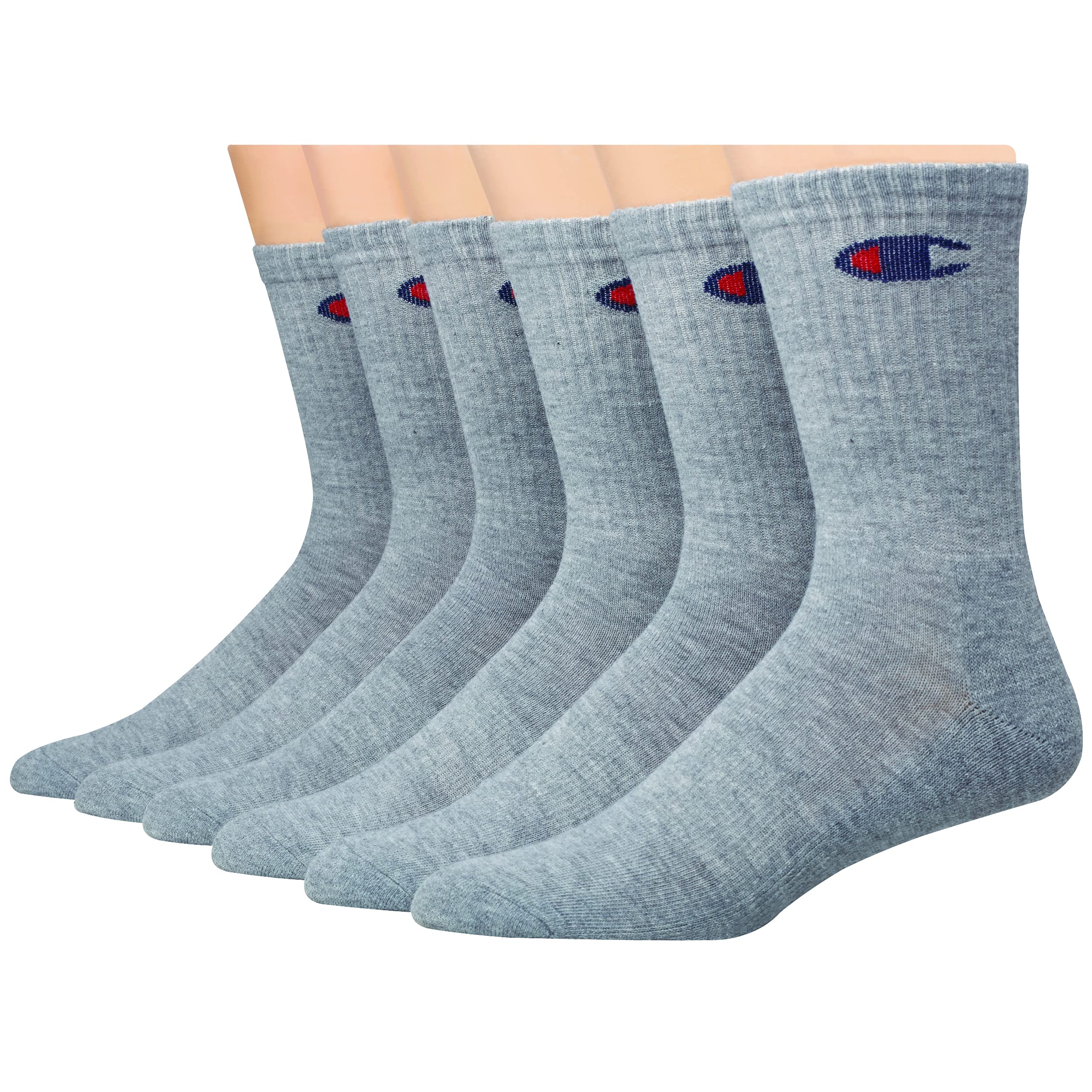 Champion Men's Cushioned Crew Socks 5-Pack - Moisture-Wicking Athletic Crew Socks with Arch Support (Sizes 6-12)