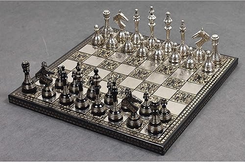 Miniatura 3 de Juego de piezas y tablero de ajedrez de metal hecho a mano de la serie soviética rusa con caja de almacenamiento de terciopelo, juego de ajedrez de