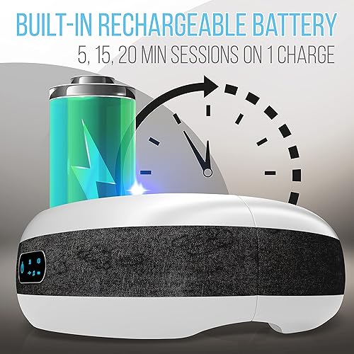 Miniatura 7 de Masajeador de ojos con calor y compresión  Masajeador de ojos inteligente para migrañas y terapia de estrés  Máscara térmica inalámbrica con música,