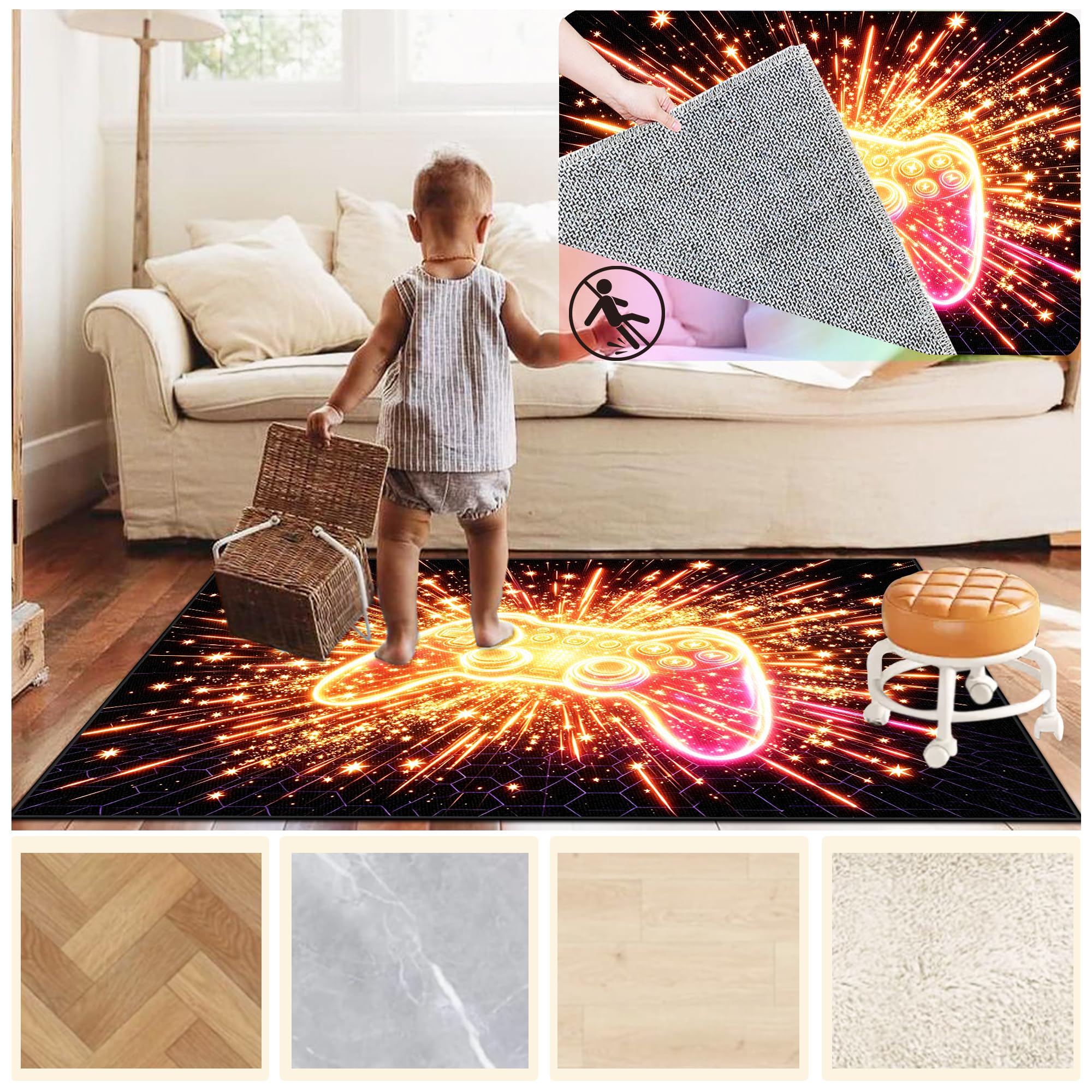 Tapis Chaise de Gaming Antidérapant Protection Chaise Parquet 130 x 160 cm