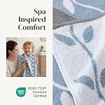 Amrapur Overseas 6-Piece Yarn Dyed Organic Vines Jacquard/Solid Ultra Soft 500GSM 100% Combed Cotton Towel Set [Blue]