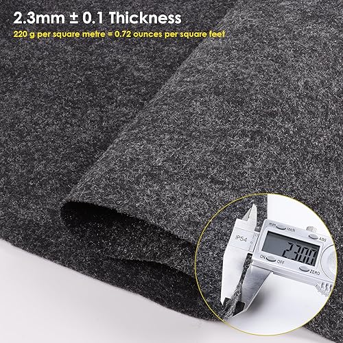Miniatura 2 de Alfombra de fieltro para automóvil de 150 x 78 pulgadas, para renovación de repuesto, tapicería marina, tela de fieltro gris