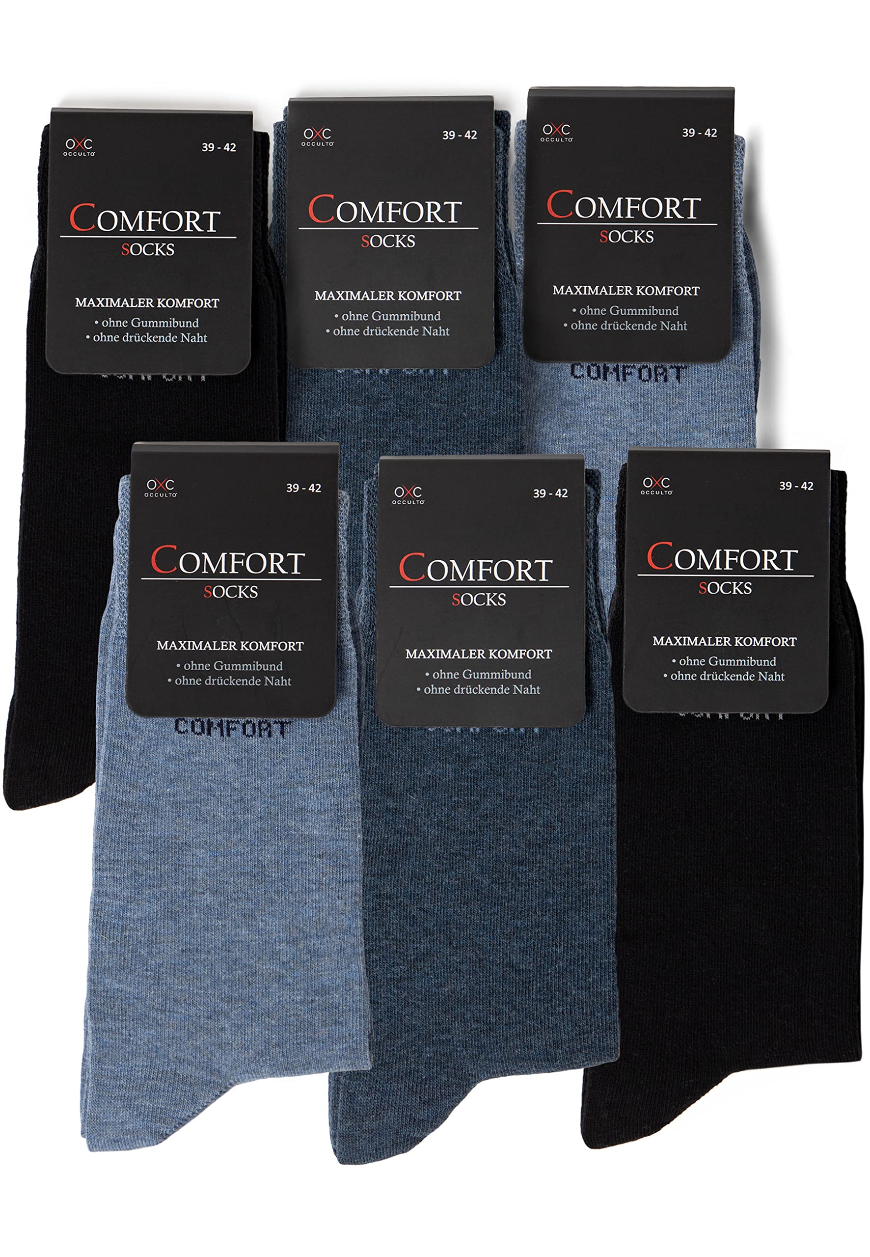 Occulto 6 PARES CALCETINES HOMBRE para DIABETICOS, CALCETINES HOMBRE SIN COSTURAS hecho de ALGODÓN