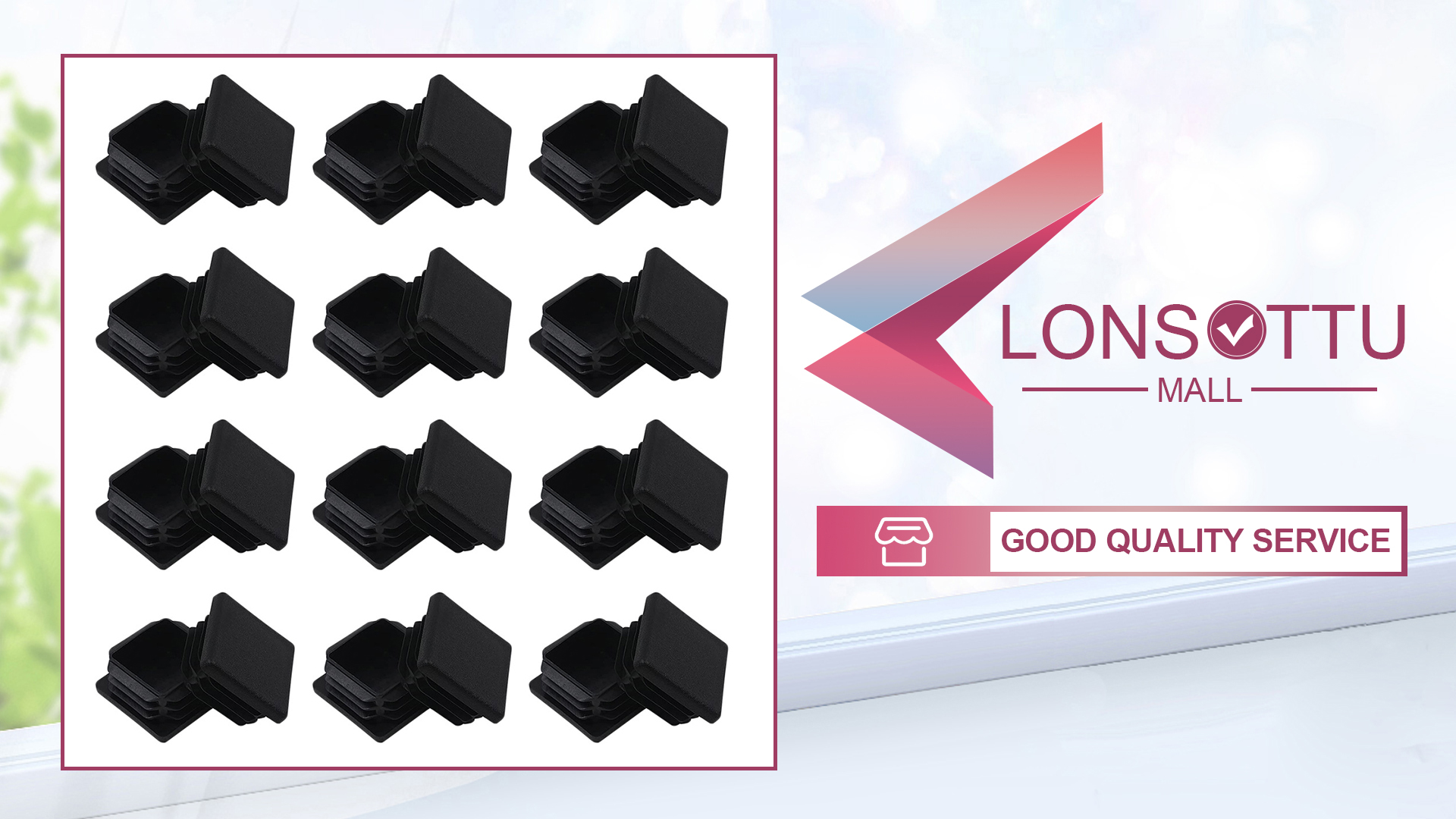 24 Tappi Per Tubi Rettangolari 40x15mm - Nero, Per Sedie, Tavoli E Mobili