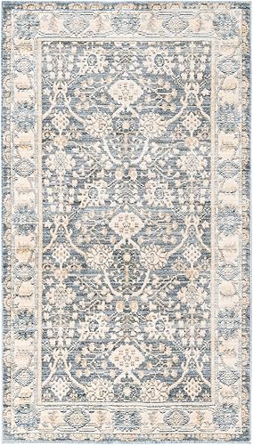 Rugs.com Noble Collection - Alfombra mediana de 2 pies 7 pulgadas x 5 pies, color azul, perfecta para entradas, cocinas, rincones de desayuno,