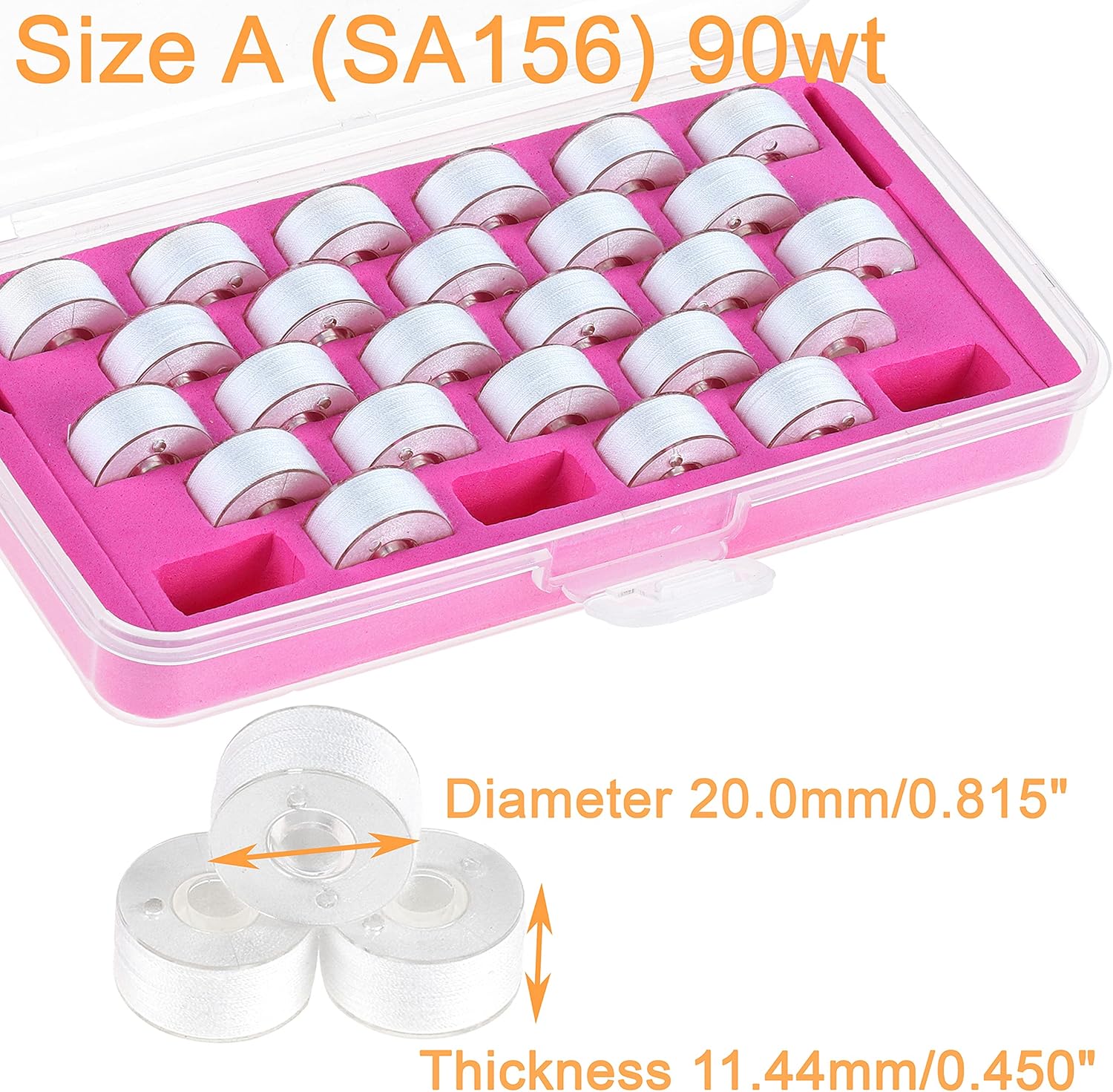 New brothread 16 Colors Luminary Glow in The Dark Embroidery Machine Thread Kit 30WT 500M(550Y)+28pcs White 60S/2 (90WT) Prewound Bobbin Thread Plastic Size A SA156