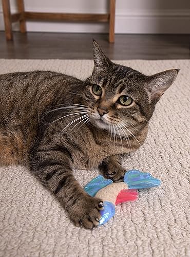 Miniatura 4 de Petlinks Batty Beta Fish Crinkle - Juguete para gatos con hierba gatera - bronceadoazul, talla única