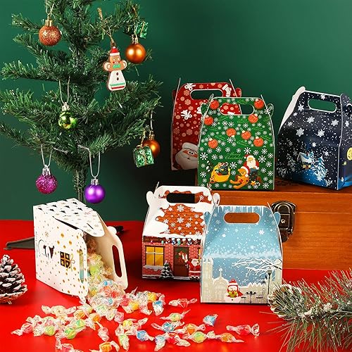 Miniatura 3 de 36 cajas de golosinas de Navidad, cajas de dulces de galletas de Navidad 3D con asas para regalo de regalo, suministros de recuerdos de fiesta de