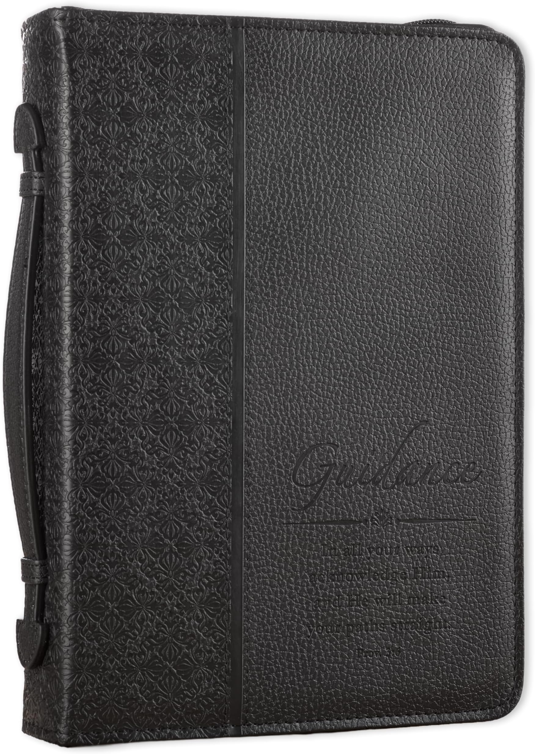 Christian Art Gifts Men's Classic Bible Cover Guidance Proverbs 3:6, Black, Faux Leather, Large