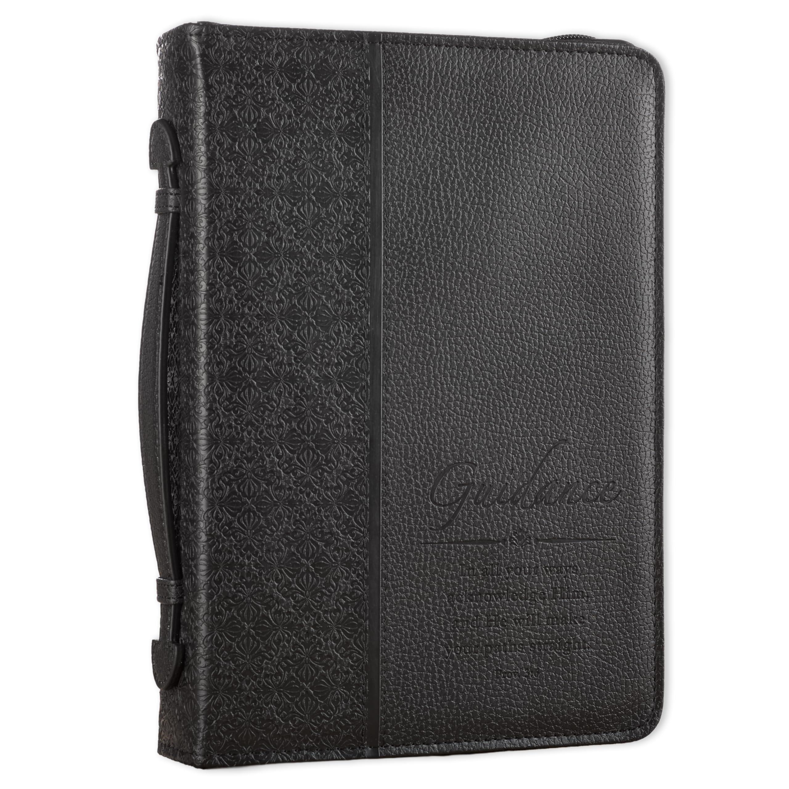 Christian Art Gifts Men's Classic Bible Cover Guidance Proverbs 3:6, Black, Faux Leather, Large