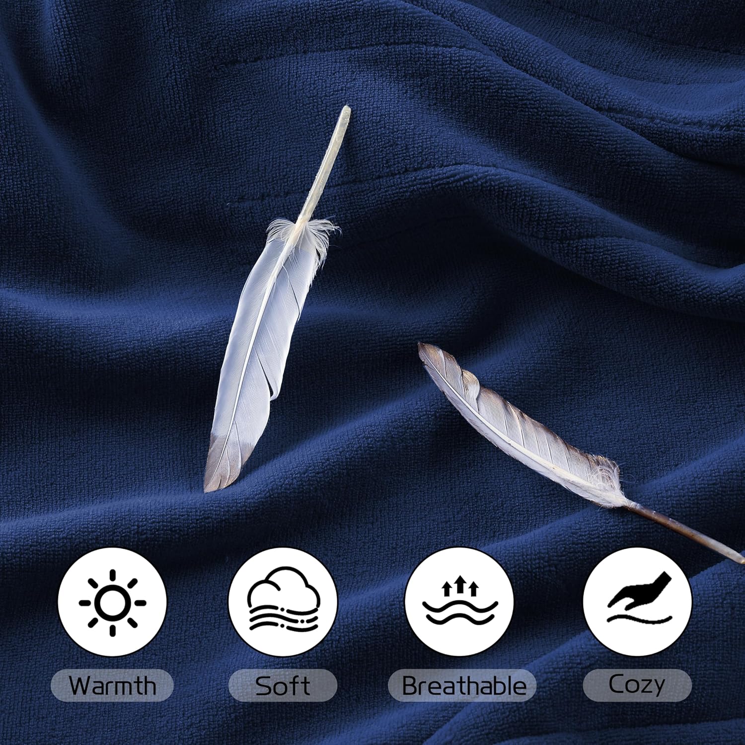 Electric Heated Blanket 84"x90" Queen Size, Soft Coral Fleece, Dual Controllers with 4 Heating Levels and 10 Hours Auto-Off, Machine Washable, Cozy Plush Fabric for Home, Dark Blue - Image 7